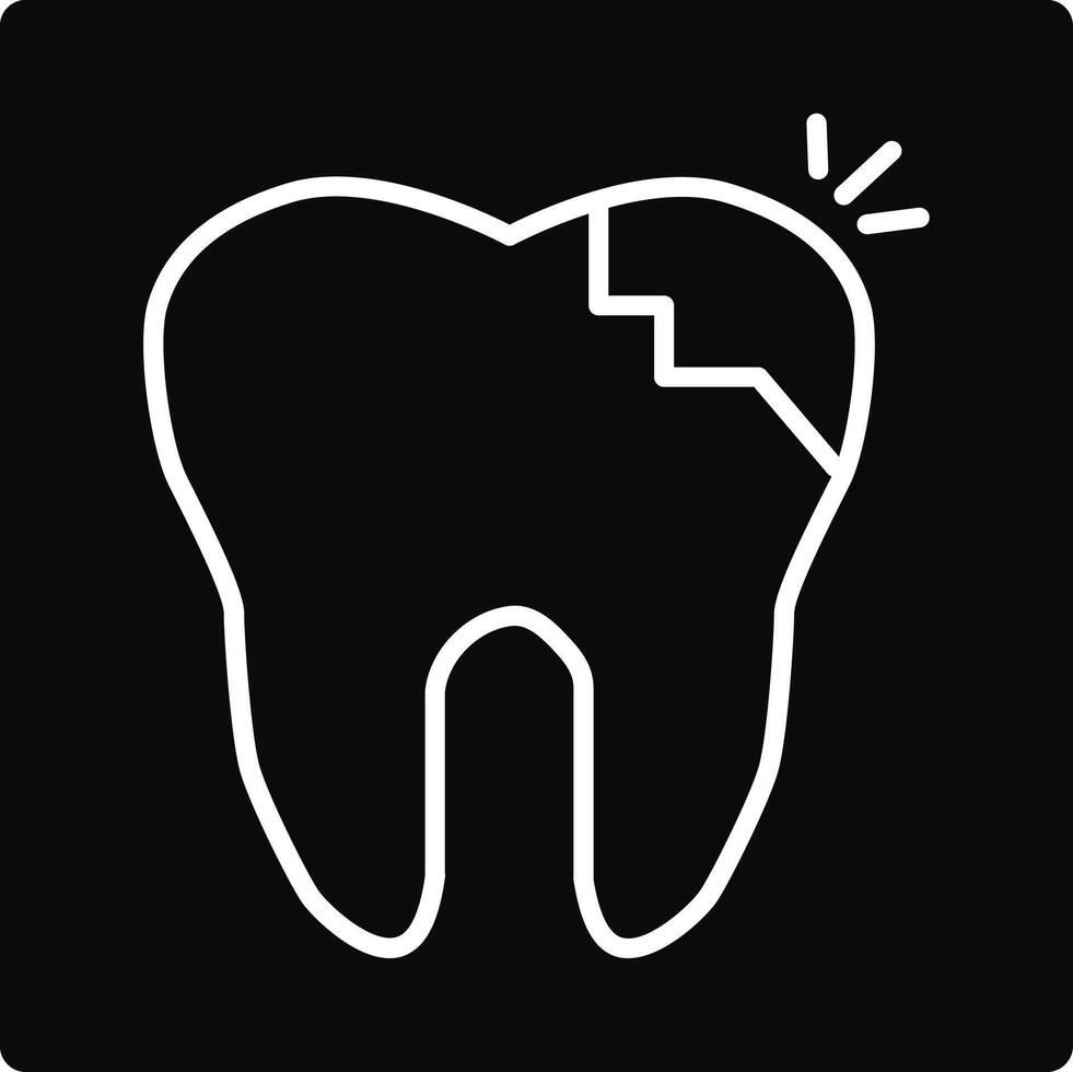 A tooth with a broken tooth icon vector