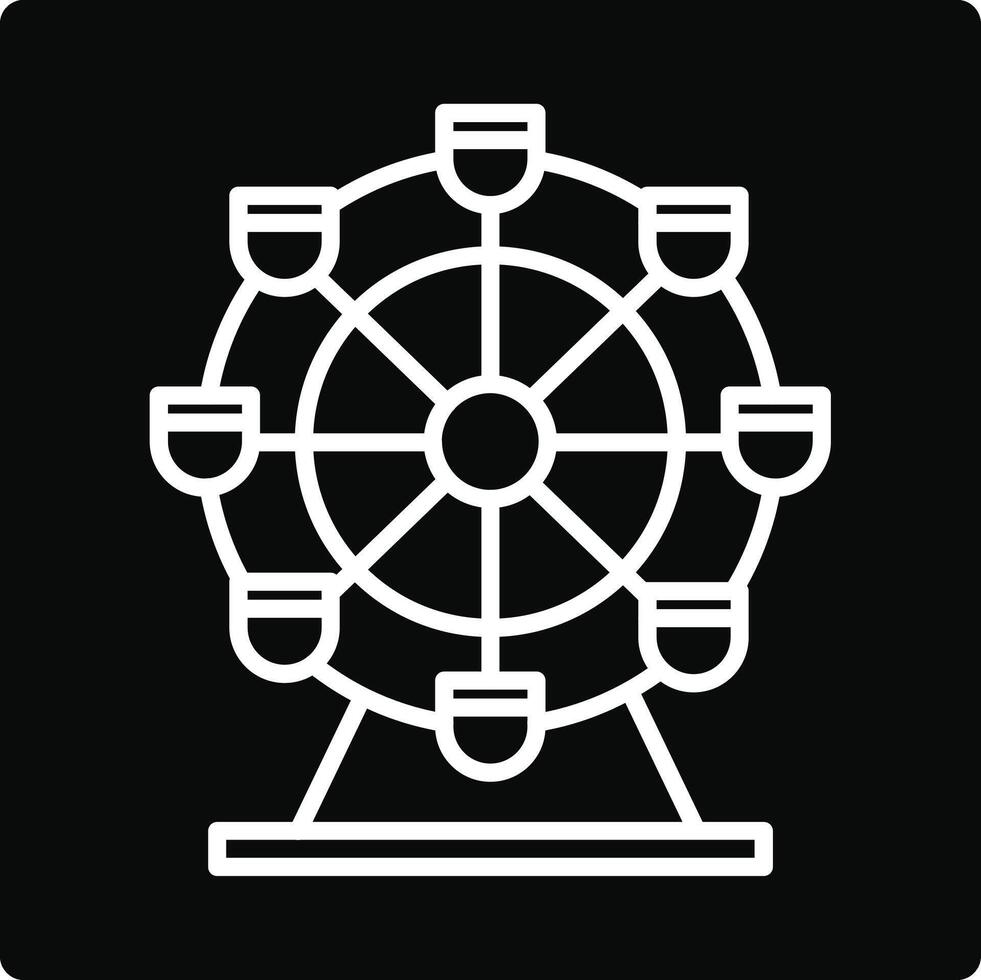 Ferris wheel icon illustration on black background vector