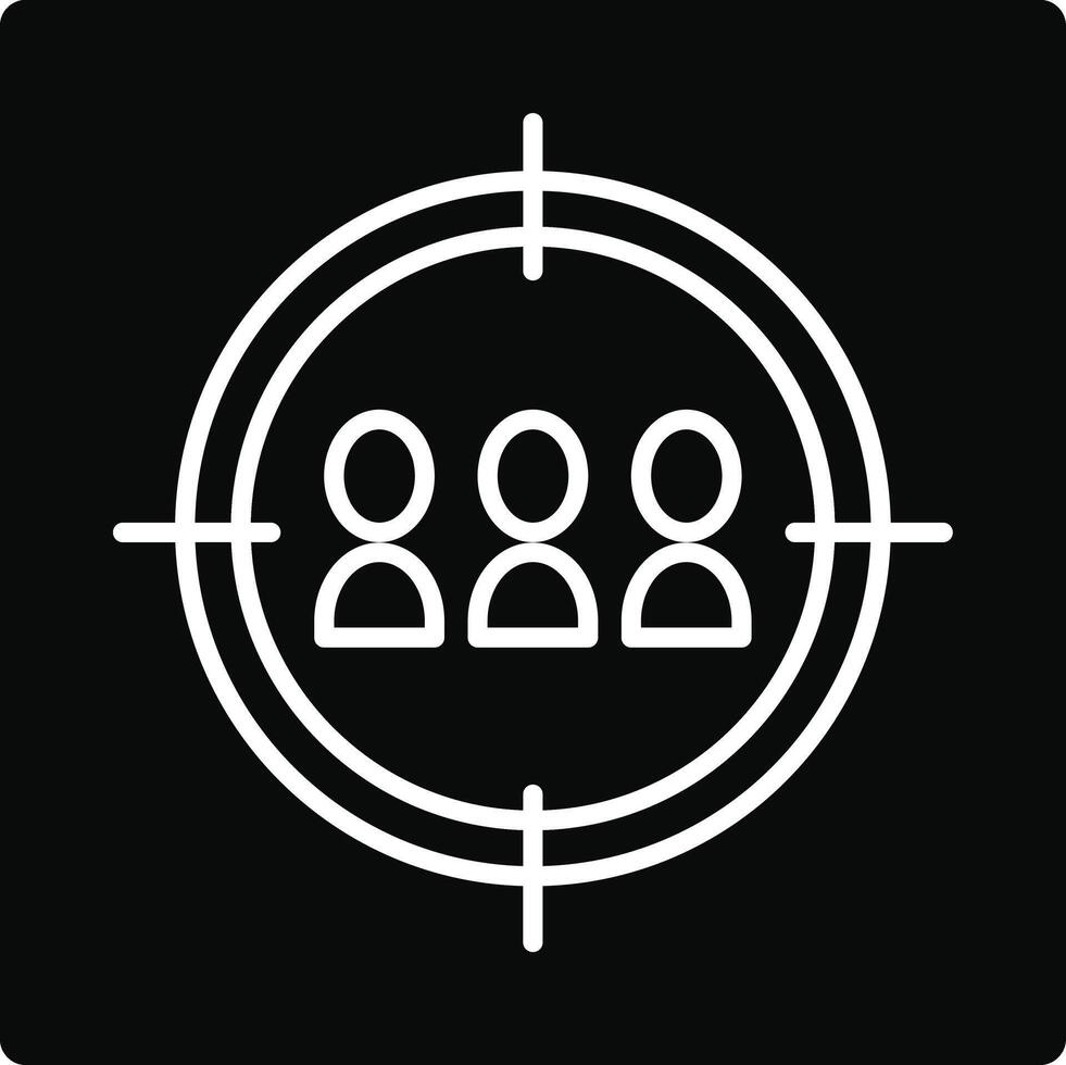 A white icon of people in a target vector