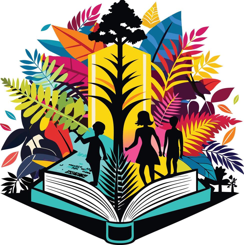 Kids Book silhouette vector