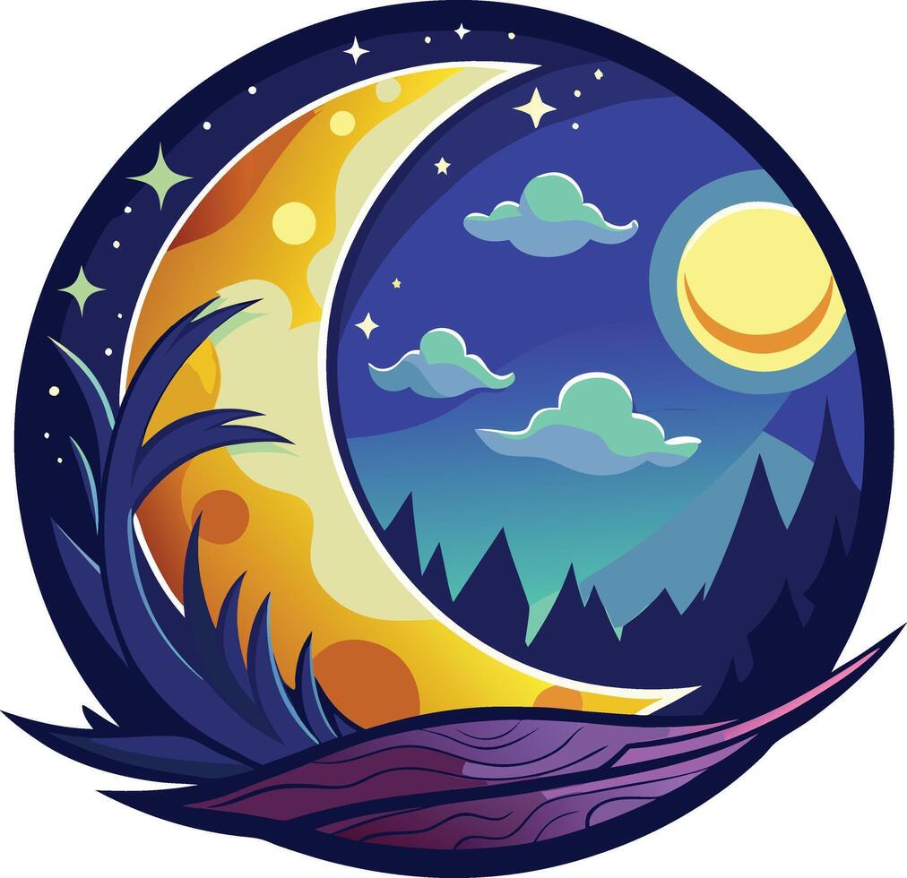 Moon silhouette Illustration clipart vector