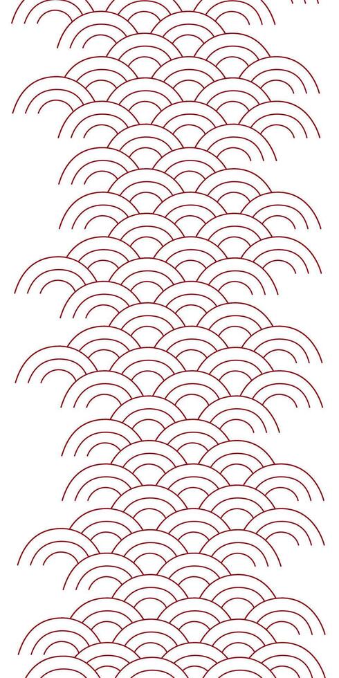 Vertical seamless border pattern with chinese wave sea water element. Black and red print. Simple geometric background. graphic illustration. vector
