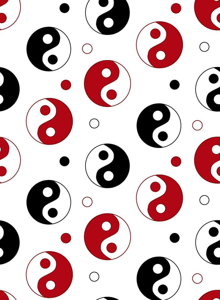 Graphic seamless pattern with yin yang symbol. elements on transparent background. Best for textile, mobile apps, UI and your design. vector
