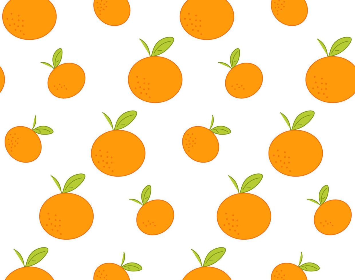 Seamless pattern with orange mandarins, tangerines and green leaves. Transparent background, graphic illustration. vector