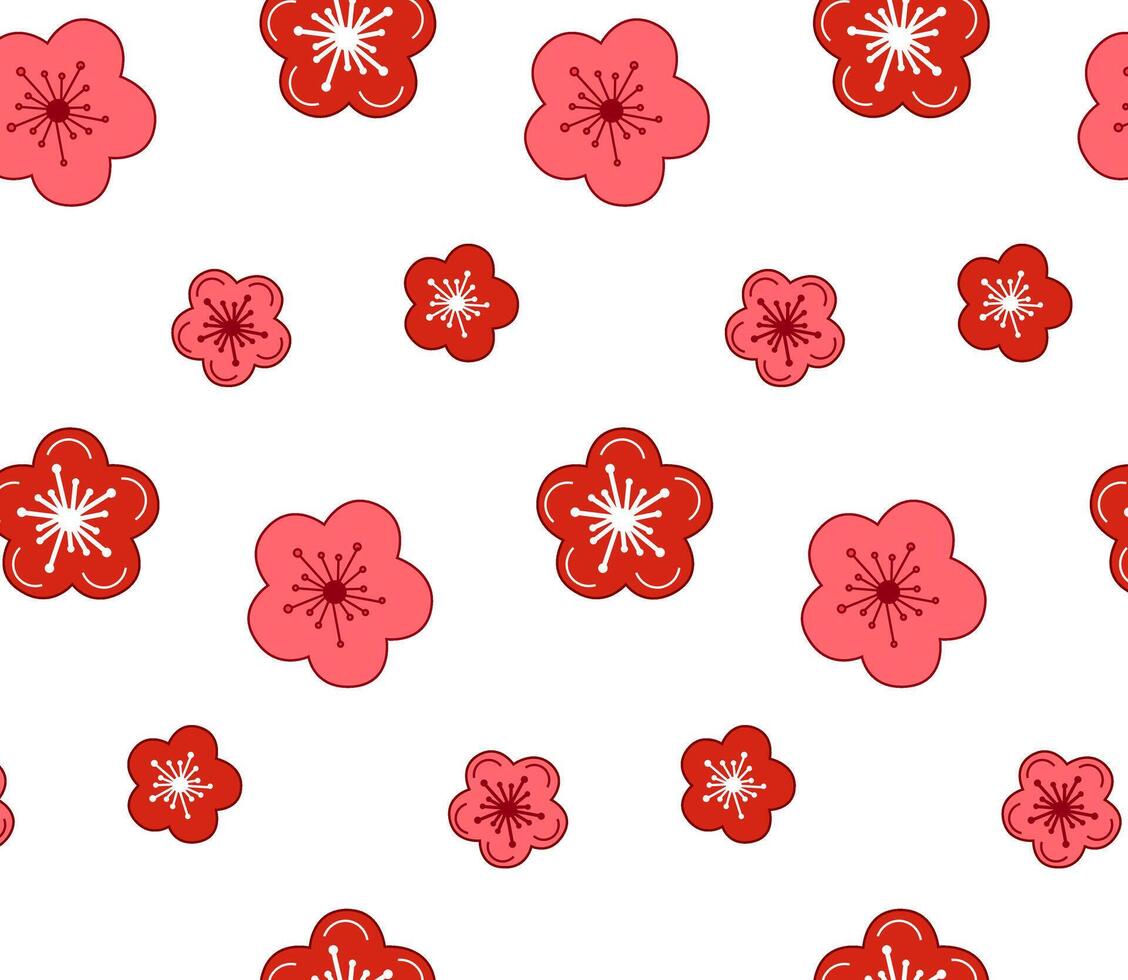 Seamless pattern with sakura cherry blossom flowers, design elements. Graphic Floral pattern for invitations, cards, print, gift wrap, manufacturing, textile, fabric, wallpapers vector