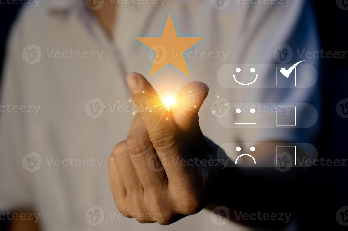 Users rate service experience on online application for customer satisfaction survey concept. photo