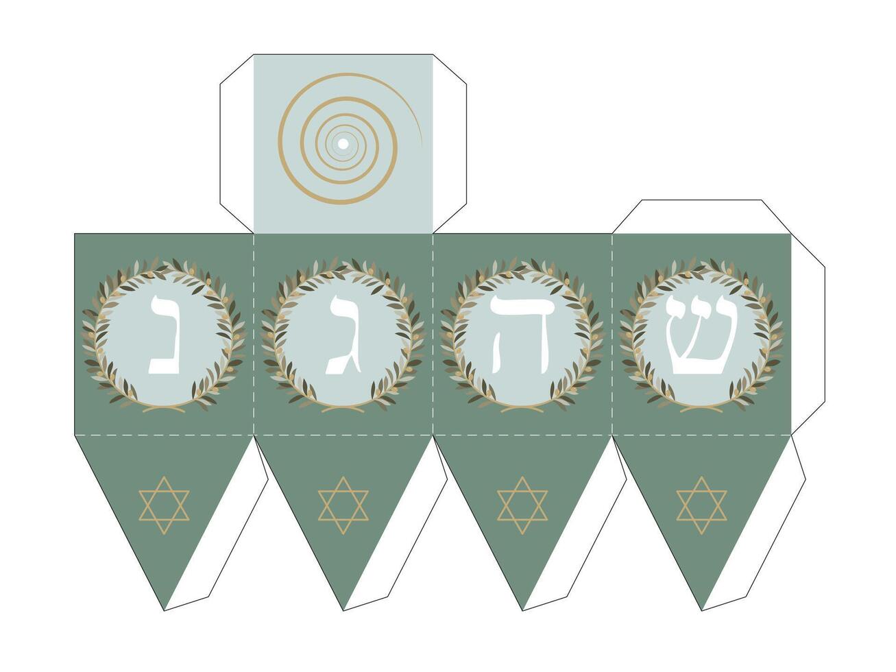 Hanukkah Traditional Dreidel Template With Outline For Laser Cut Isolated On White Background. Flat Style. illustration vector