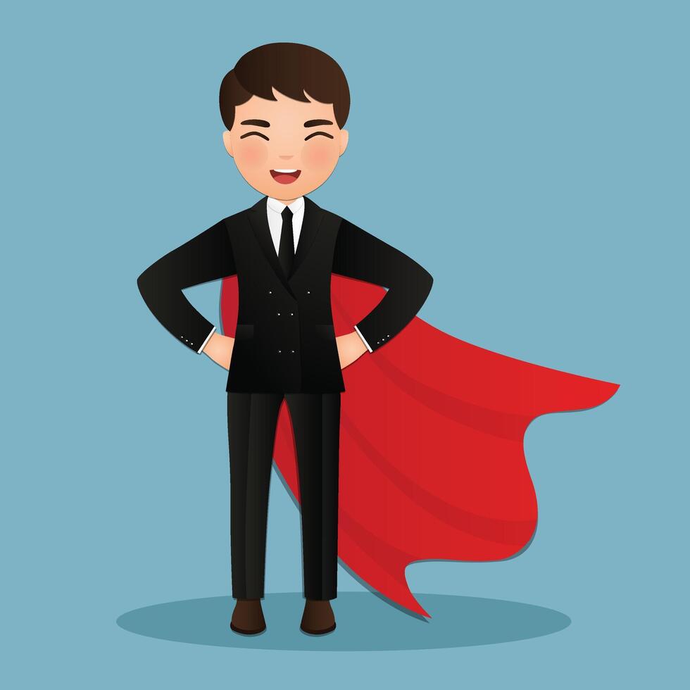 Superhero Businessman wearing formal suit standing in power pose vector
