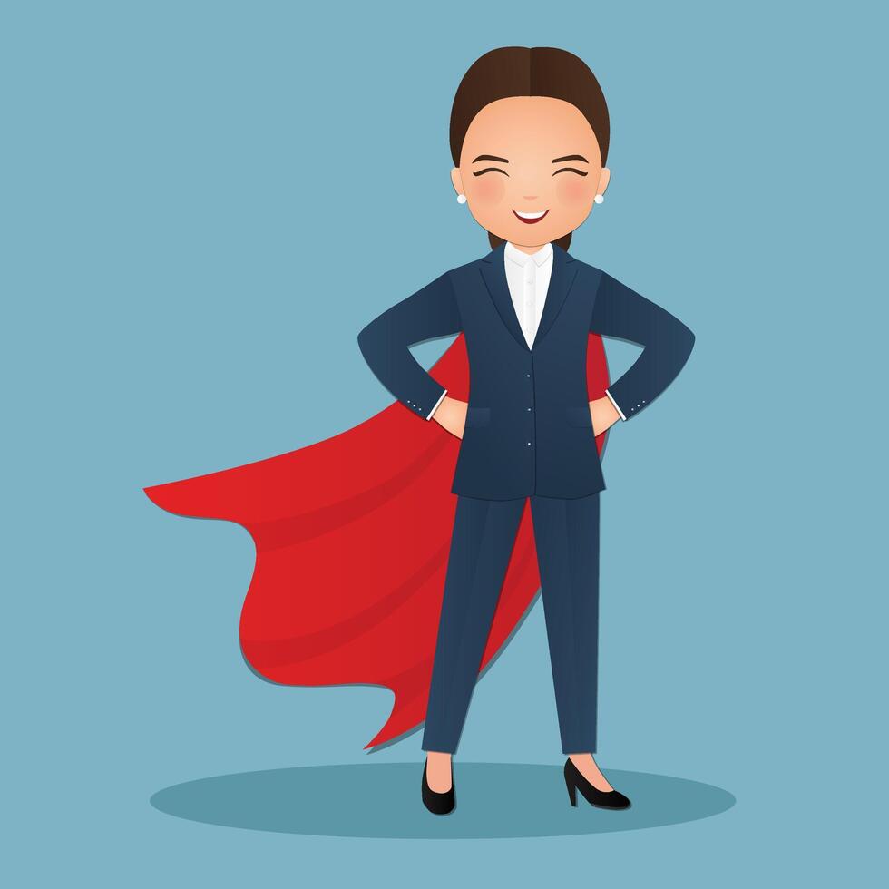 Confidence powerful businesswoman wearing business suit with superhero vector