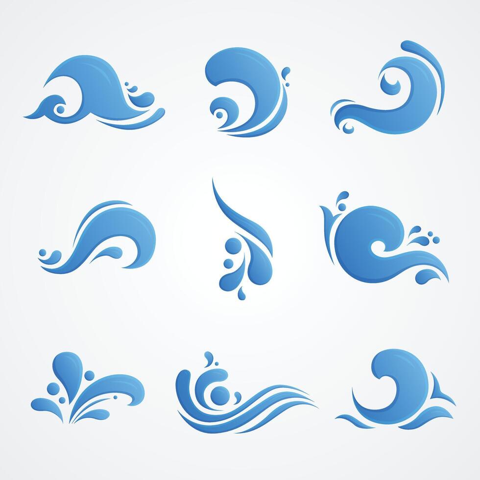 wave splash water symbol icon gradient illustration design vector