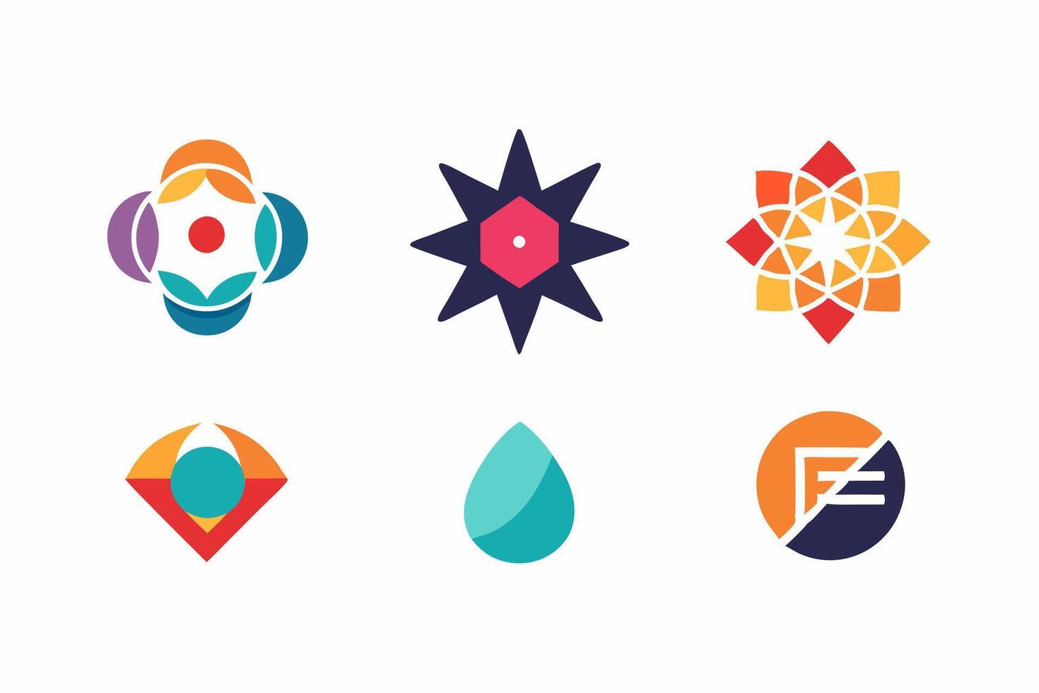 A set of colorful logos with different shapes vector
