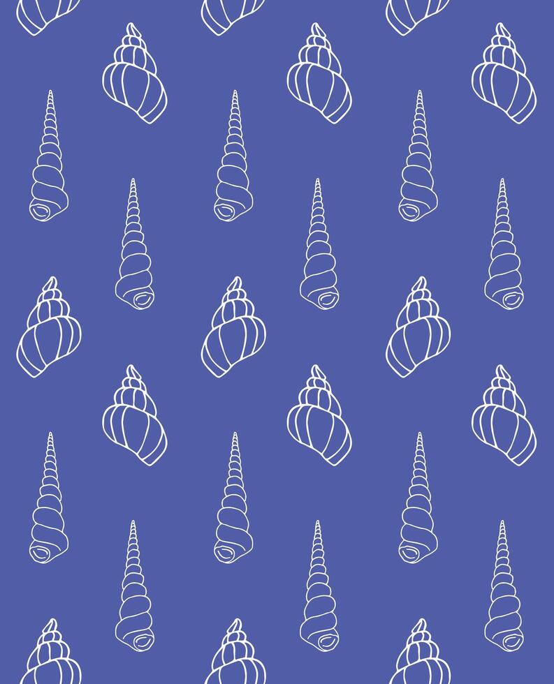 Seamless pattern of doodle sketch shell vector