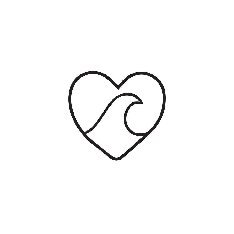 Hand drawn doodle sketch wave in heart vector