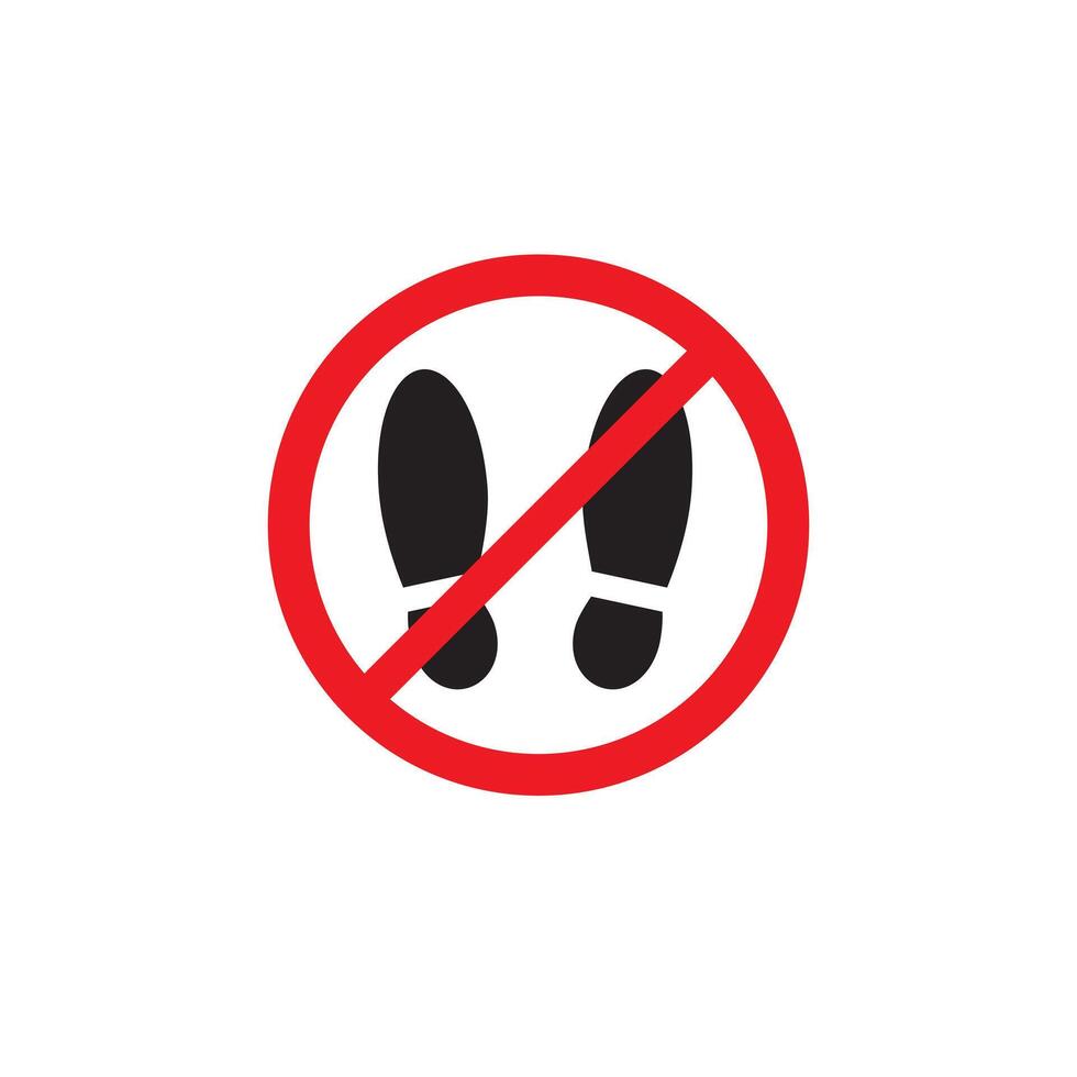 Boot foot print crossed in red circle vector