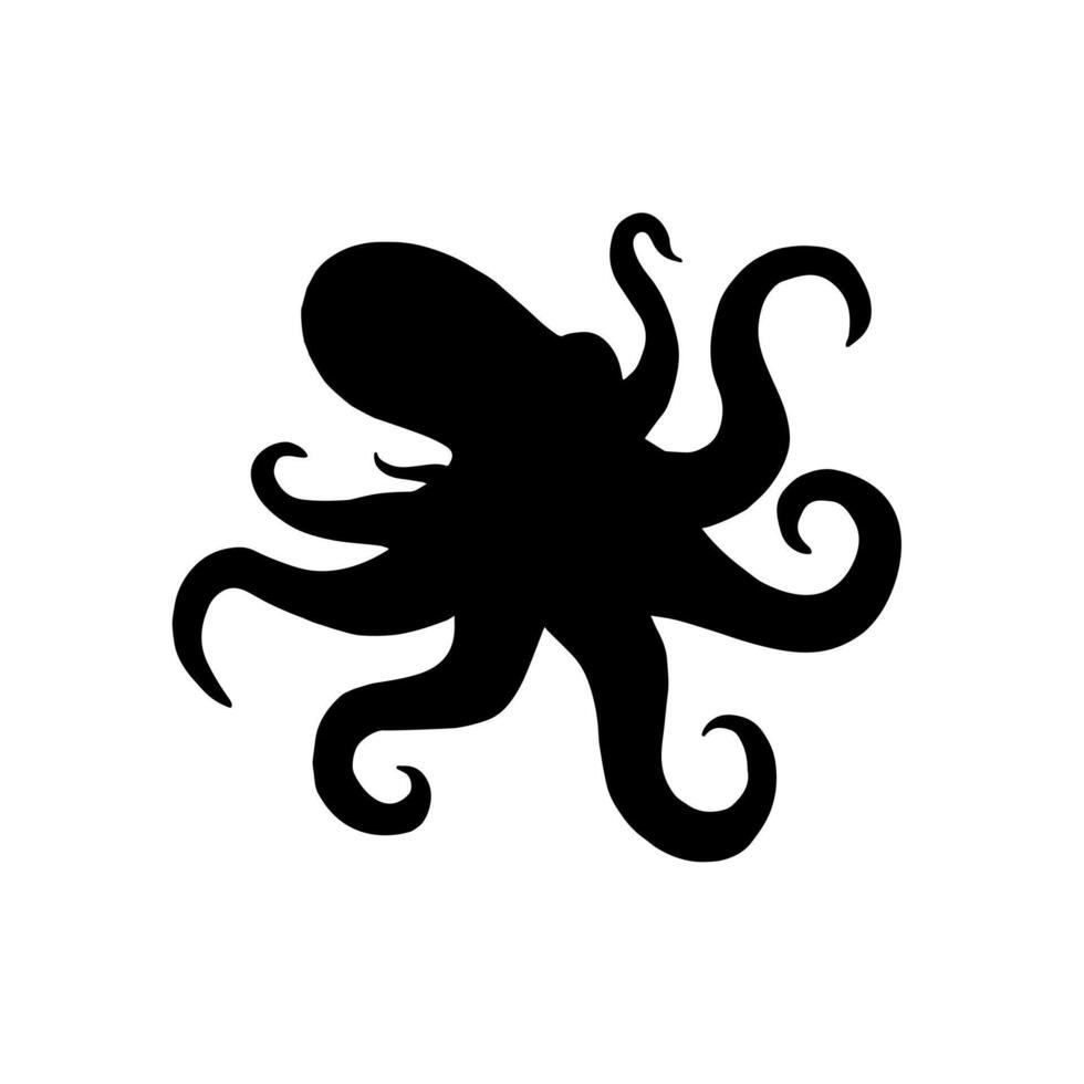 Hand drawn doodle sketch octopus silhouette vector