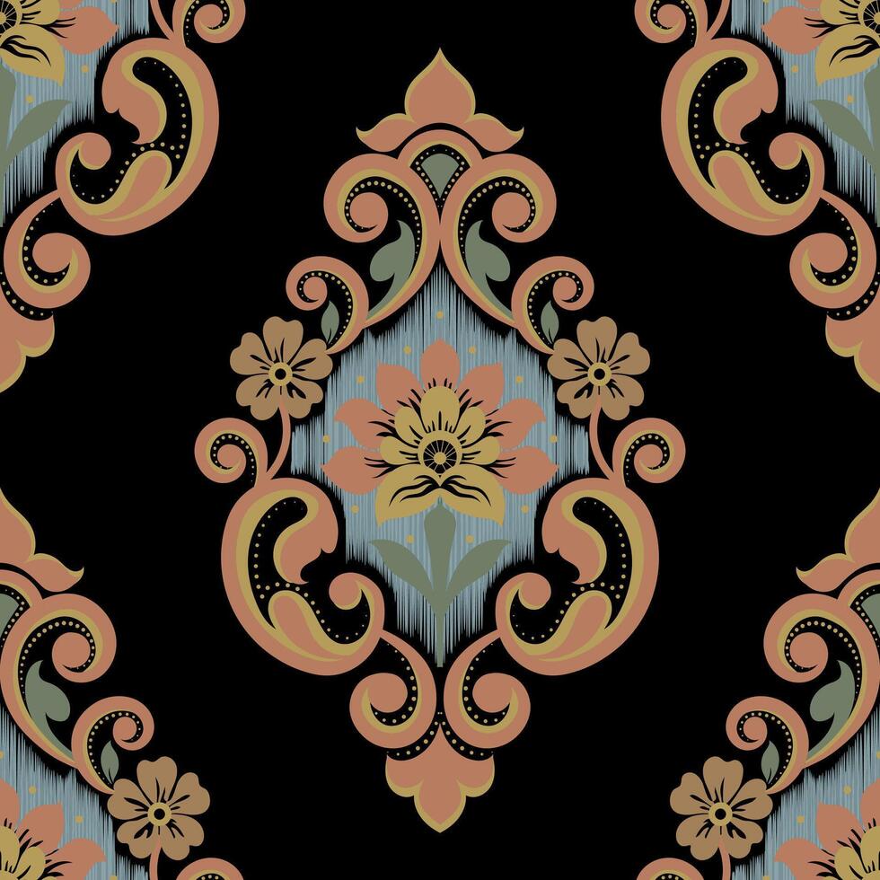 Damask pattern background Geometric ethnic oriental vector
