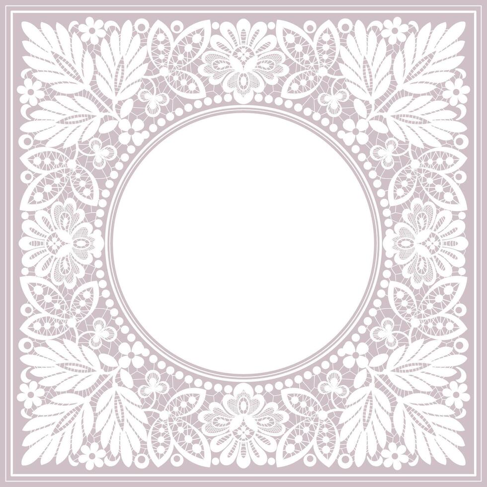 A lace pattern frame with a white background vector