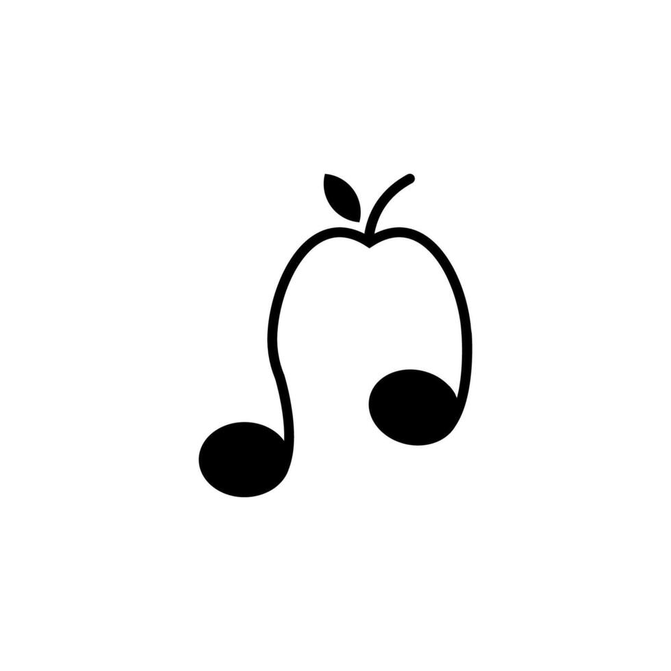 Apple fruit line style music logo design. Illustration of line art apple icon with a note music. vector