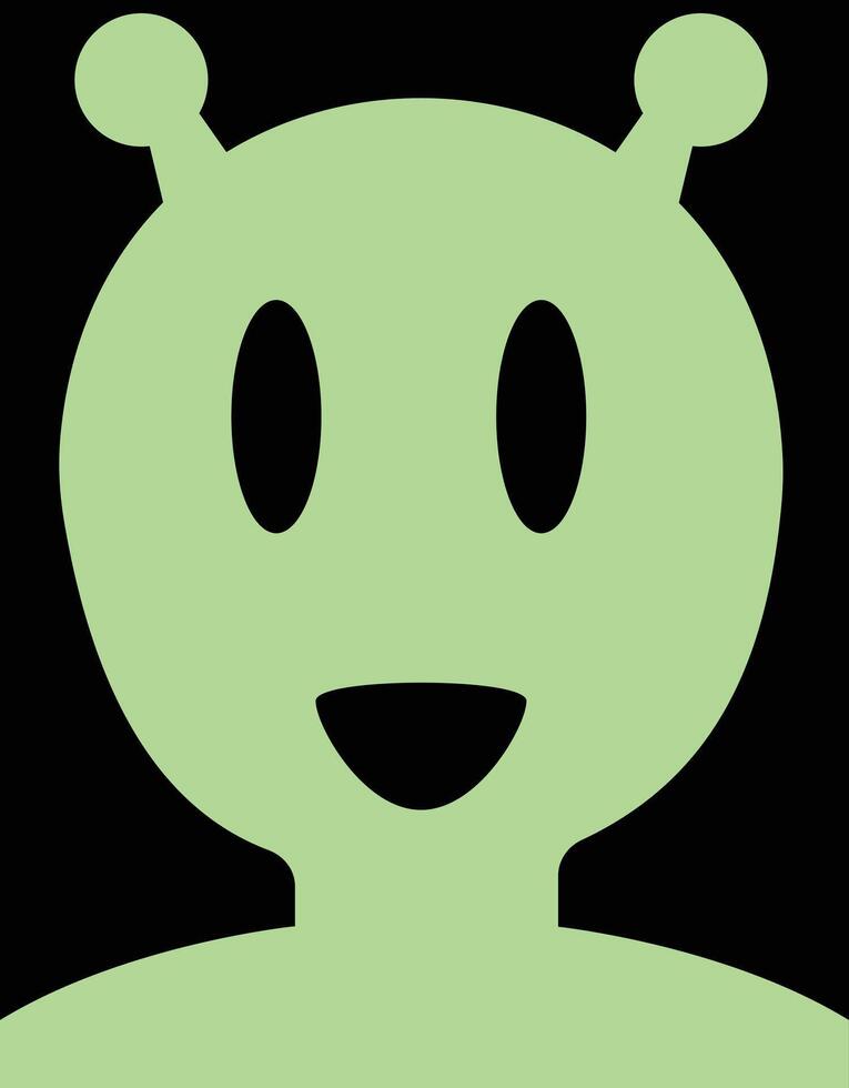A green chubby alien, an alien smiling with black background, alien character illustration, suitable for social media and profile picture, also good for print material and T shirts and posters vector