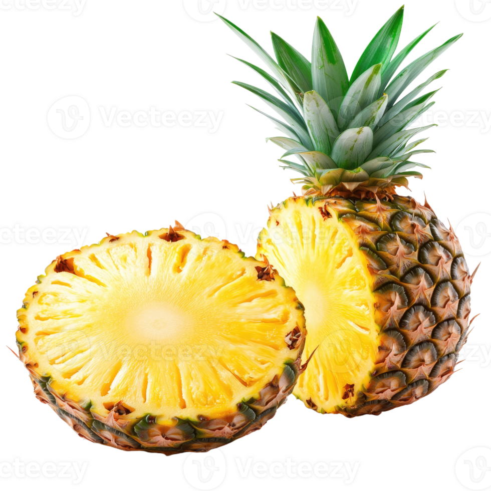 Pineapple cut in half isolated on Transparent background, png