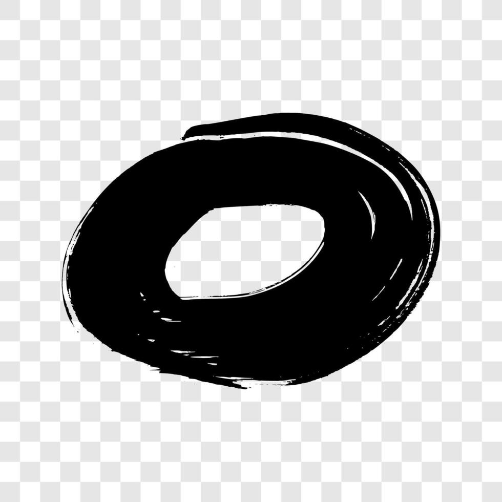 Black grunge brush strokes in circle form vector