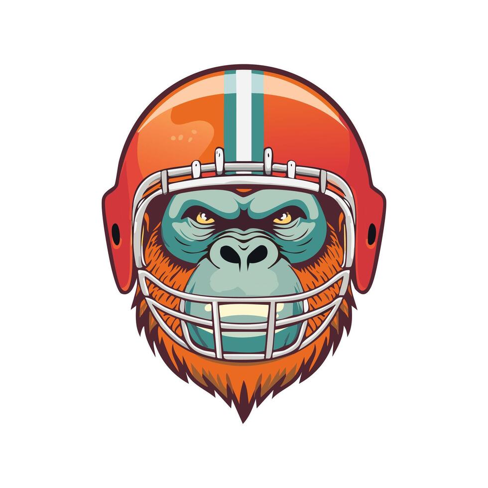 Orangutan face with helm rugby logo vector