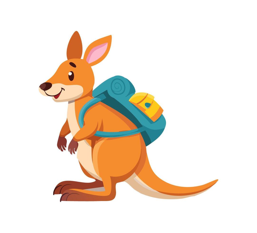 Cute Kangaroo with large backpack vector