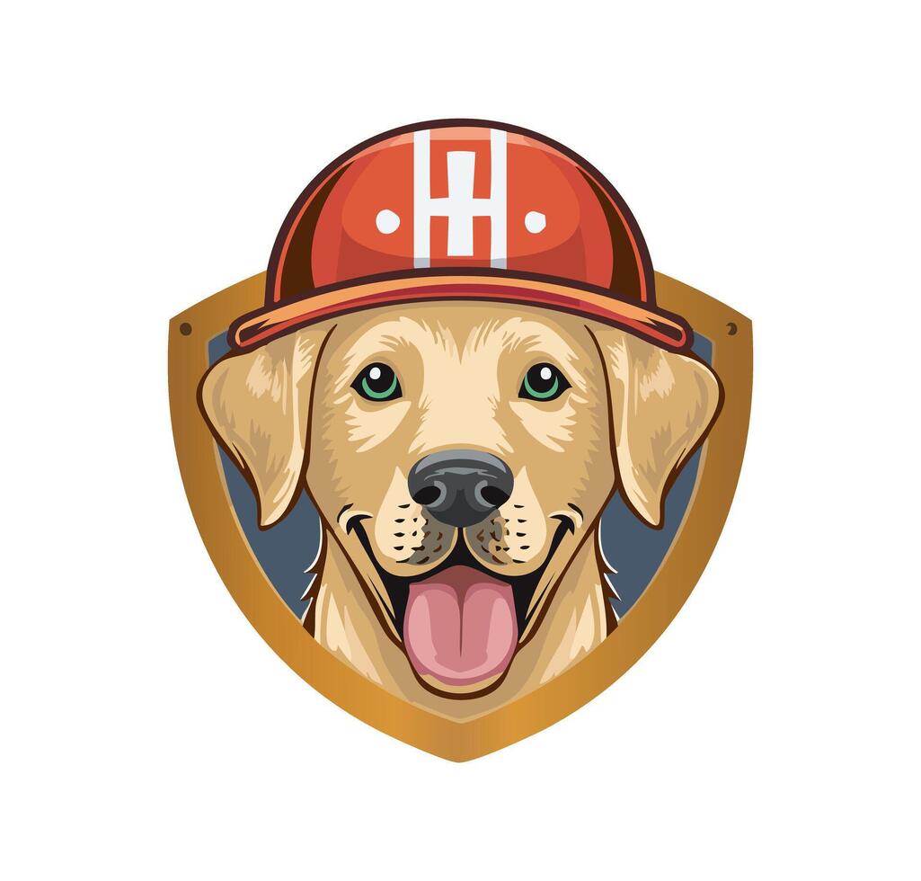 Labrador Retriever face with helm rugby logo vector