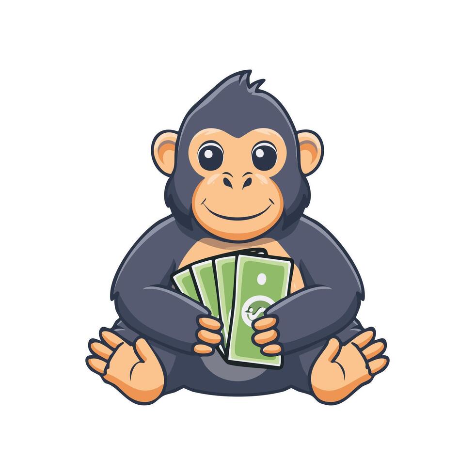 Cute Gorilla with money vector