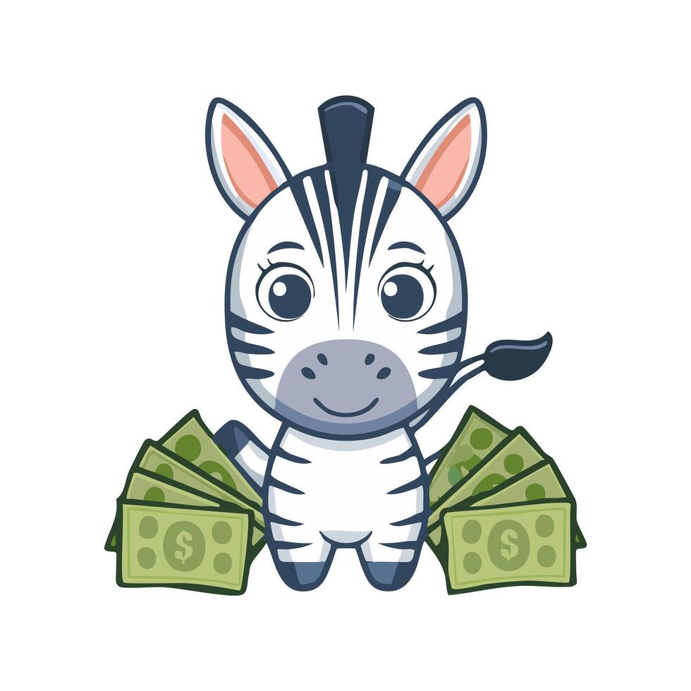 Cute Zebra with money vector