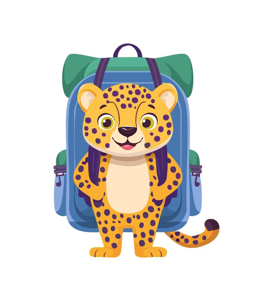 Cute Cheetah with large backpack vector