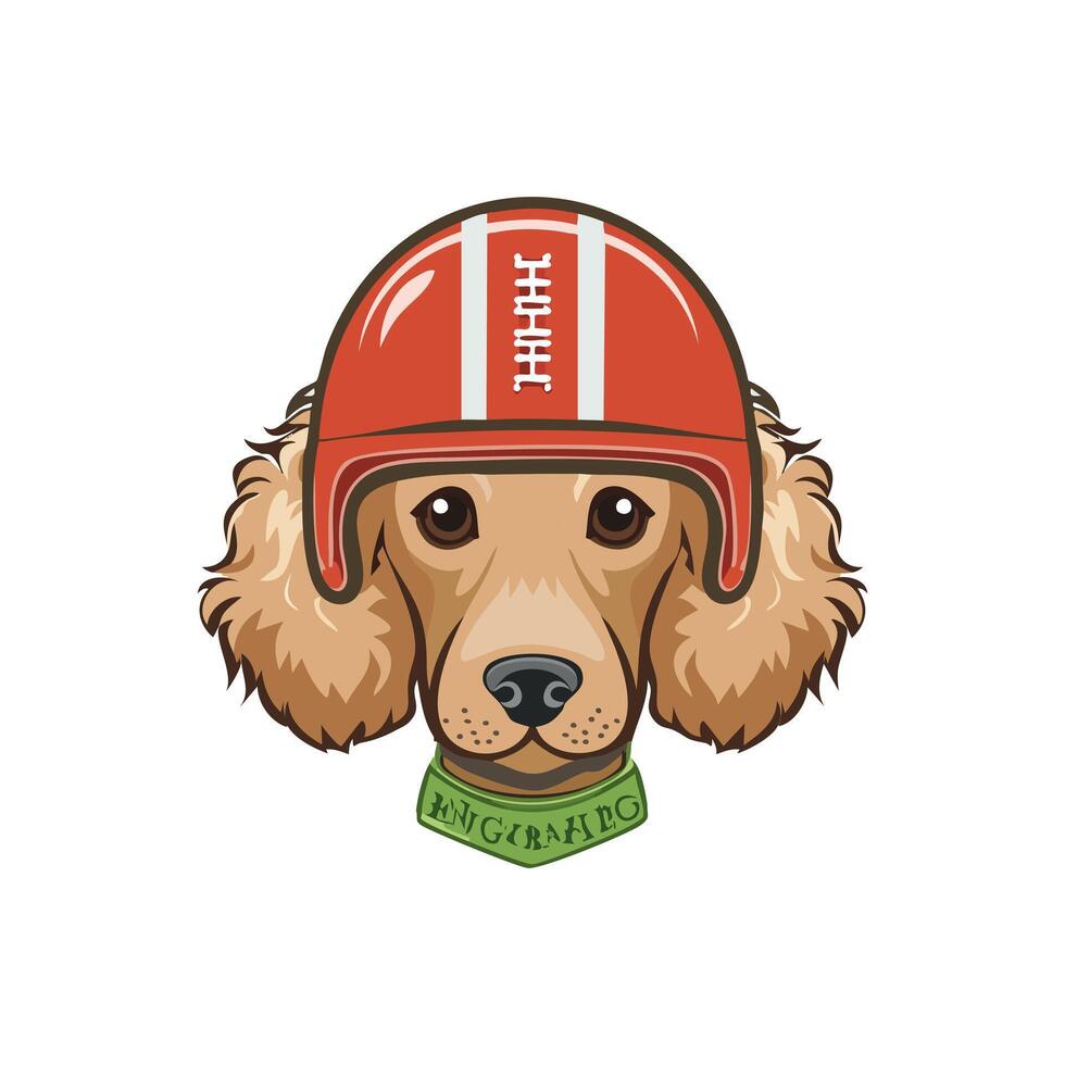 Poodle face with helm rugby logo vector