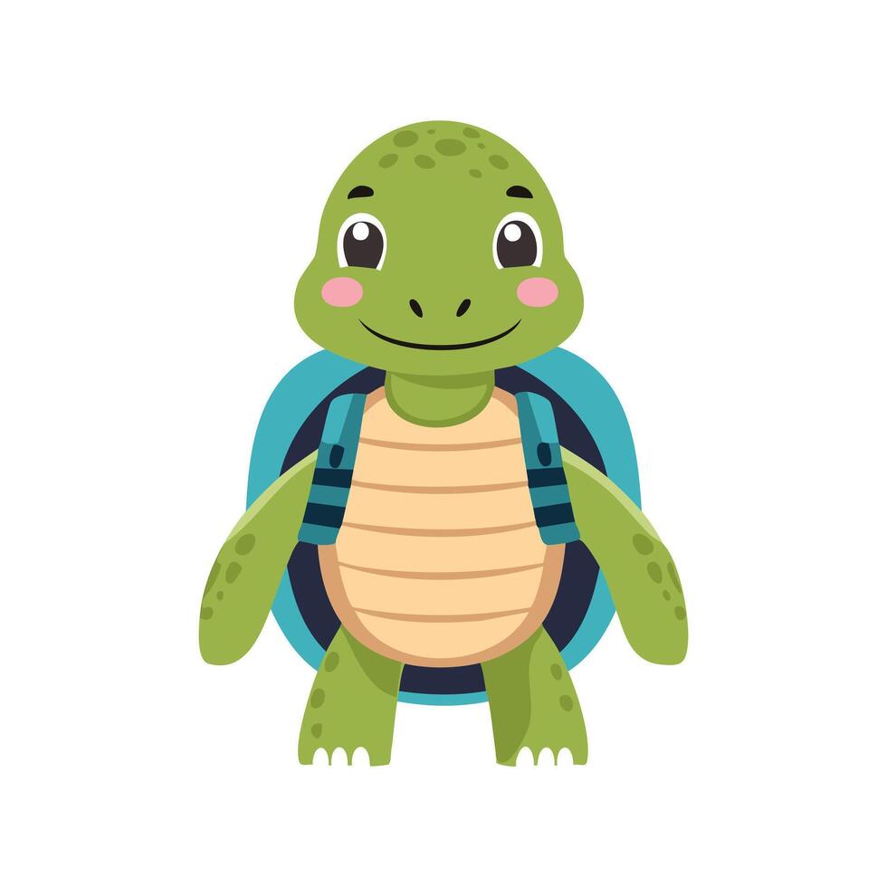 Cute Sea Turtle with large backpack vector