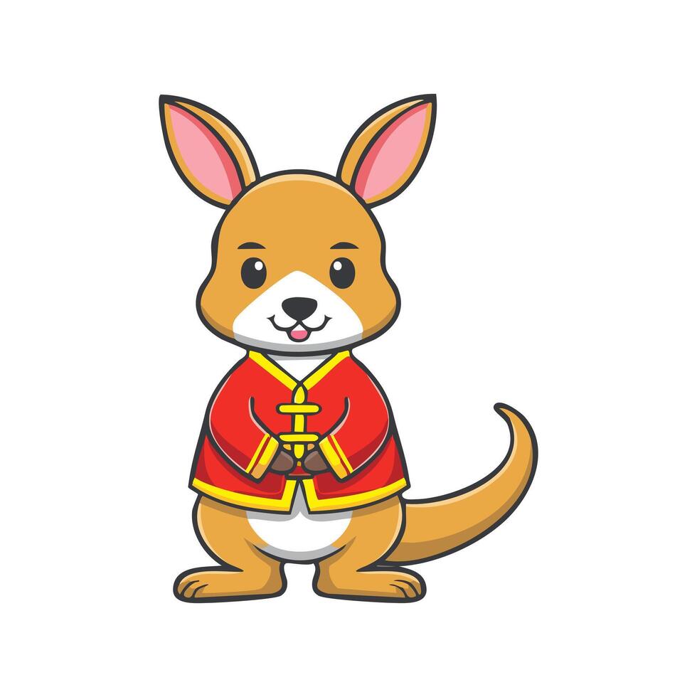 Cute Kangaroo with traditional Chinese clothing vector