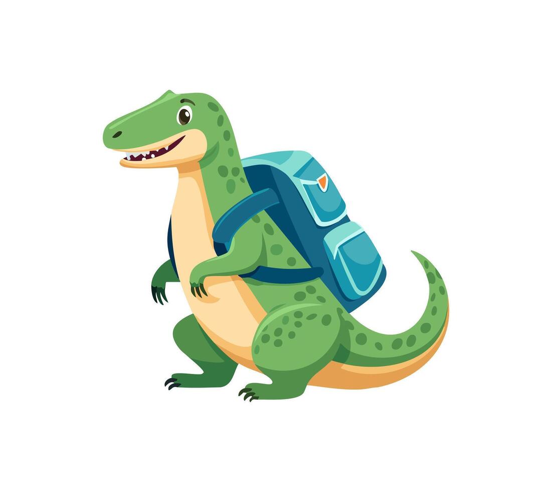 Cute Komodo Dragon with large backpack vector