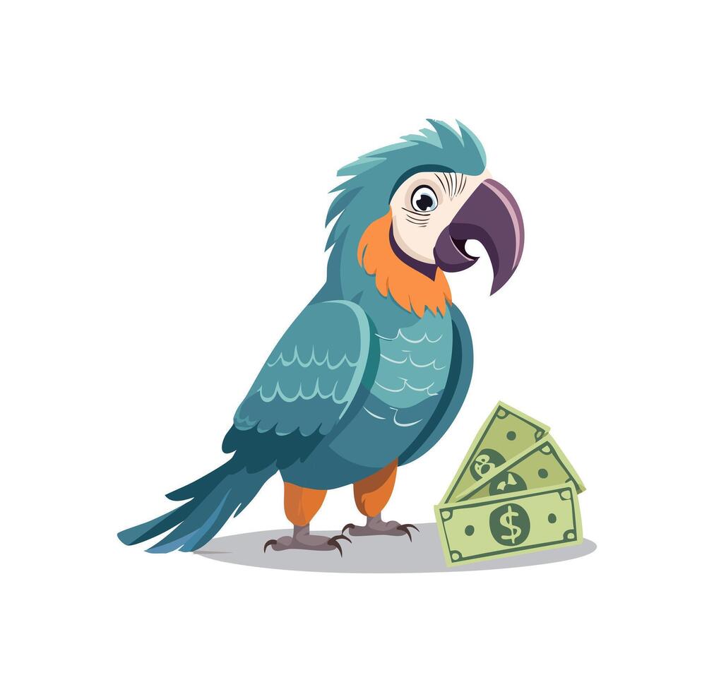 Cute Parrot with money vector