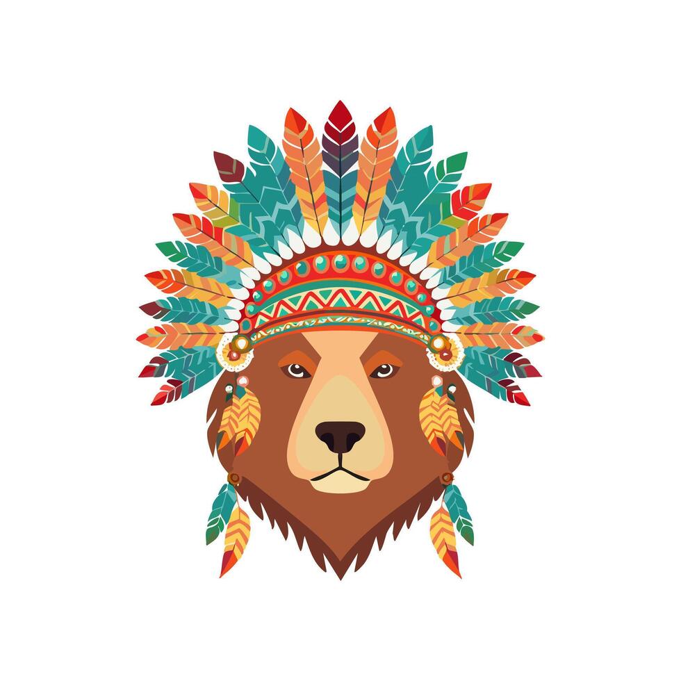 Bear with Headdress Aztec vector
