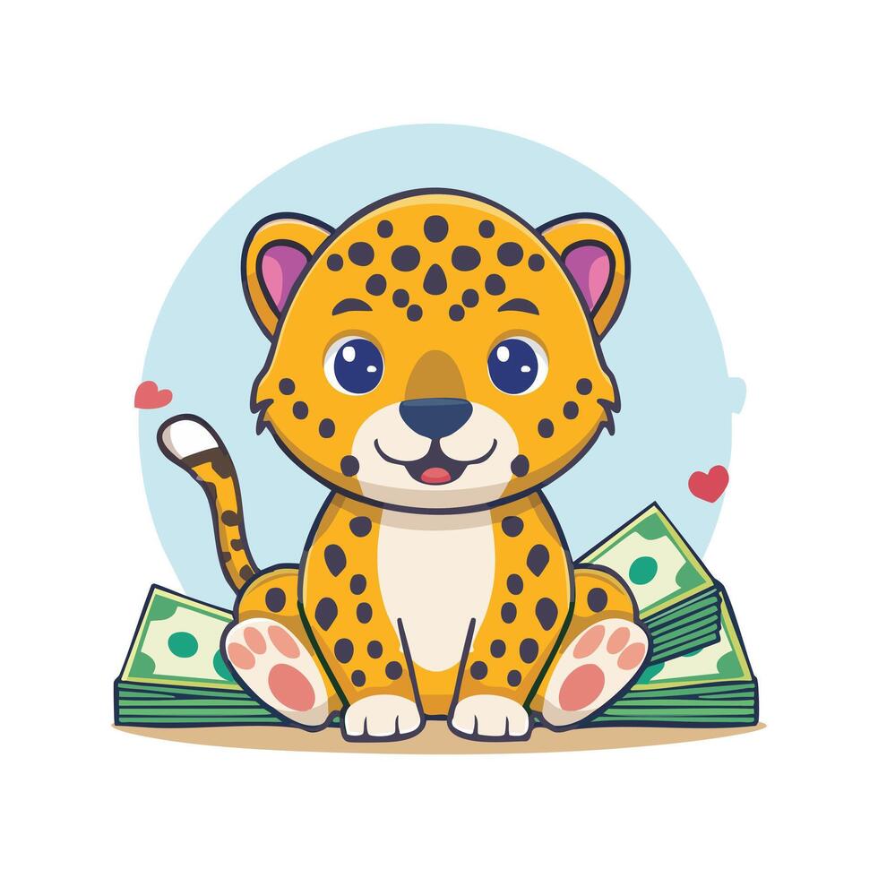 Cute Cheetah with money vector