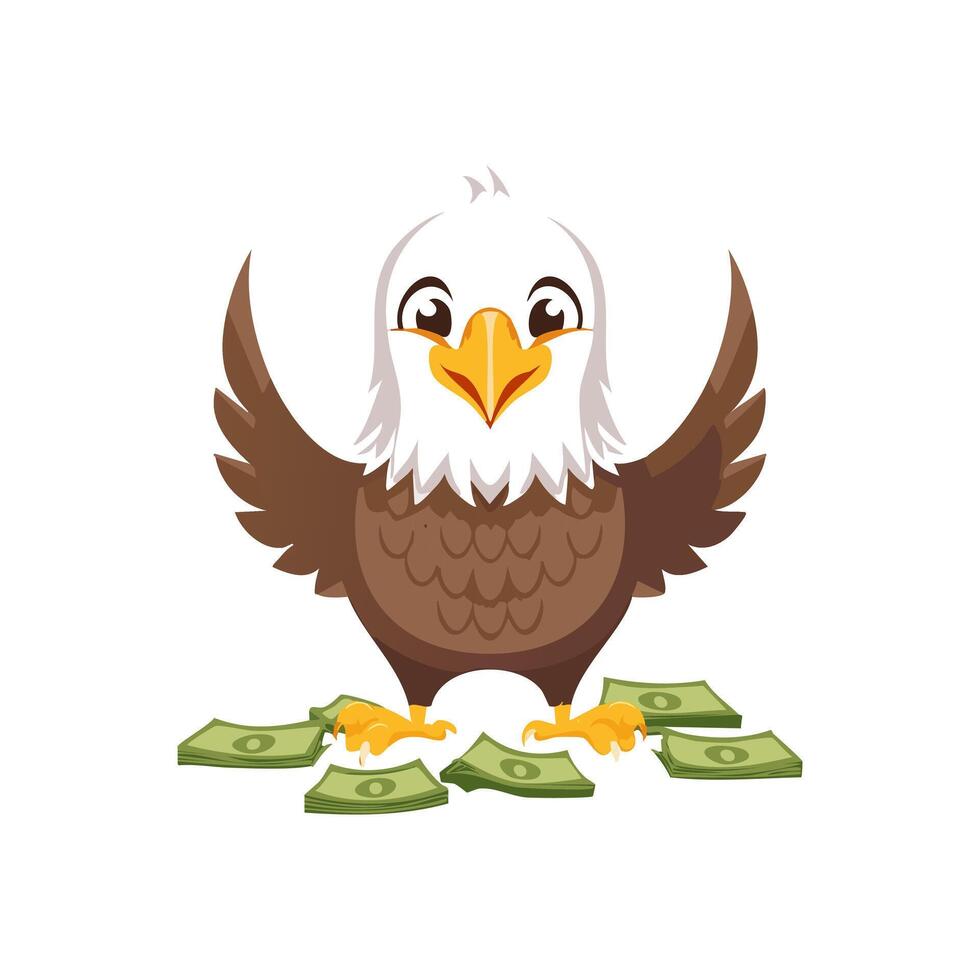 Cute Bald Eagle with money vector