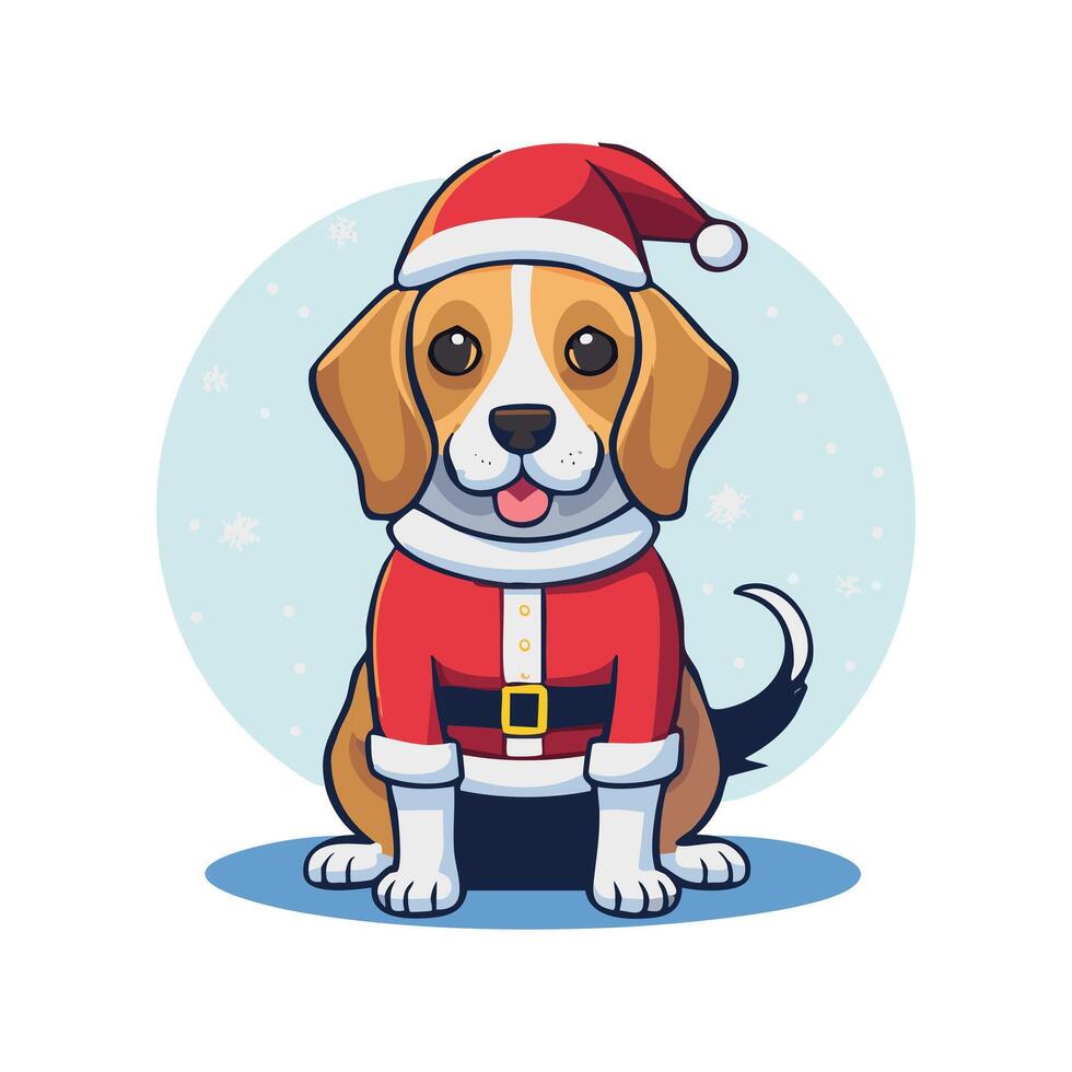 Cute Beagle with santa costume vector