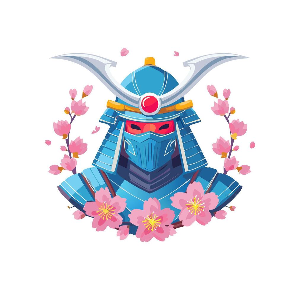 Cherry Blossom Cyber-Samurai vector