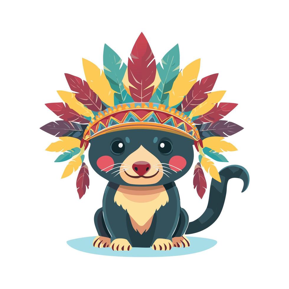 Cute Tasmanian Devil with Headdress Aztec vector