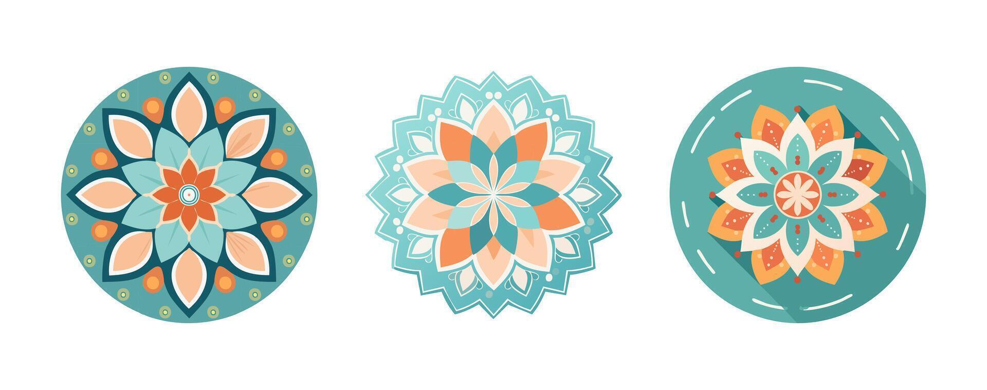 Flower Mandala on Turquoise vector