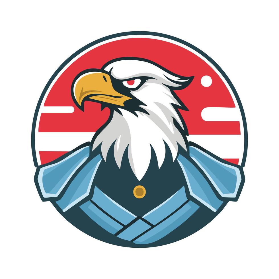 Bald Eagle Japanese Samurai logo2 vector