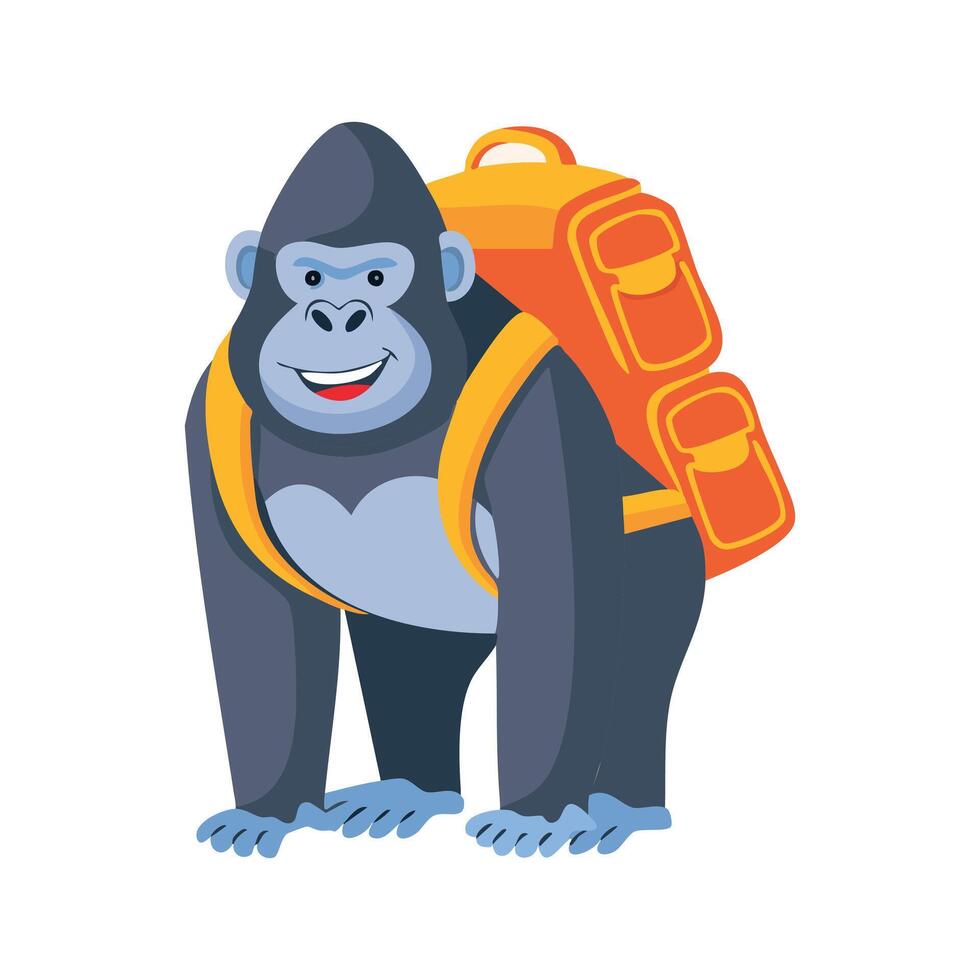Cute Gorilla with large backpack vector