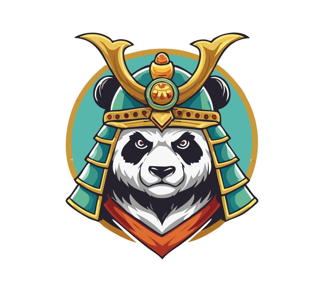 Panda Japanese Samurai logo vector