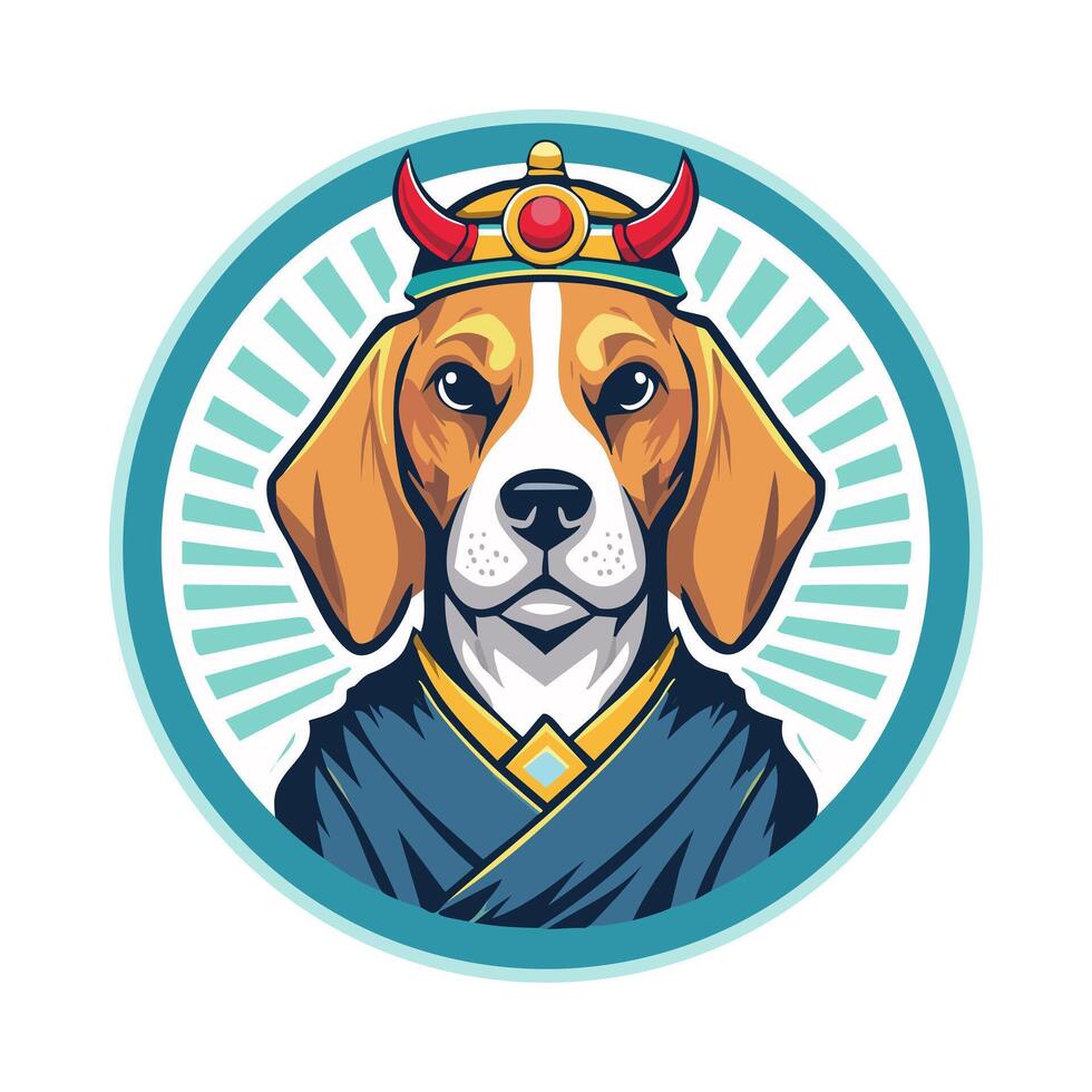 Beagle Japanese Samurai logo vector
