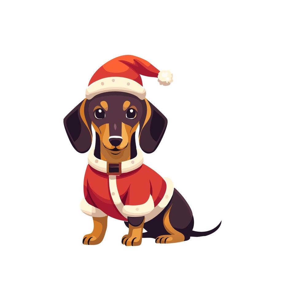 Cute Dachshund with santa costume vector