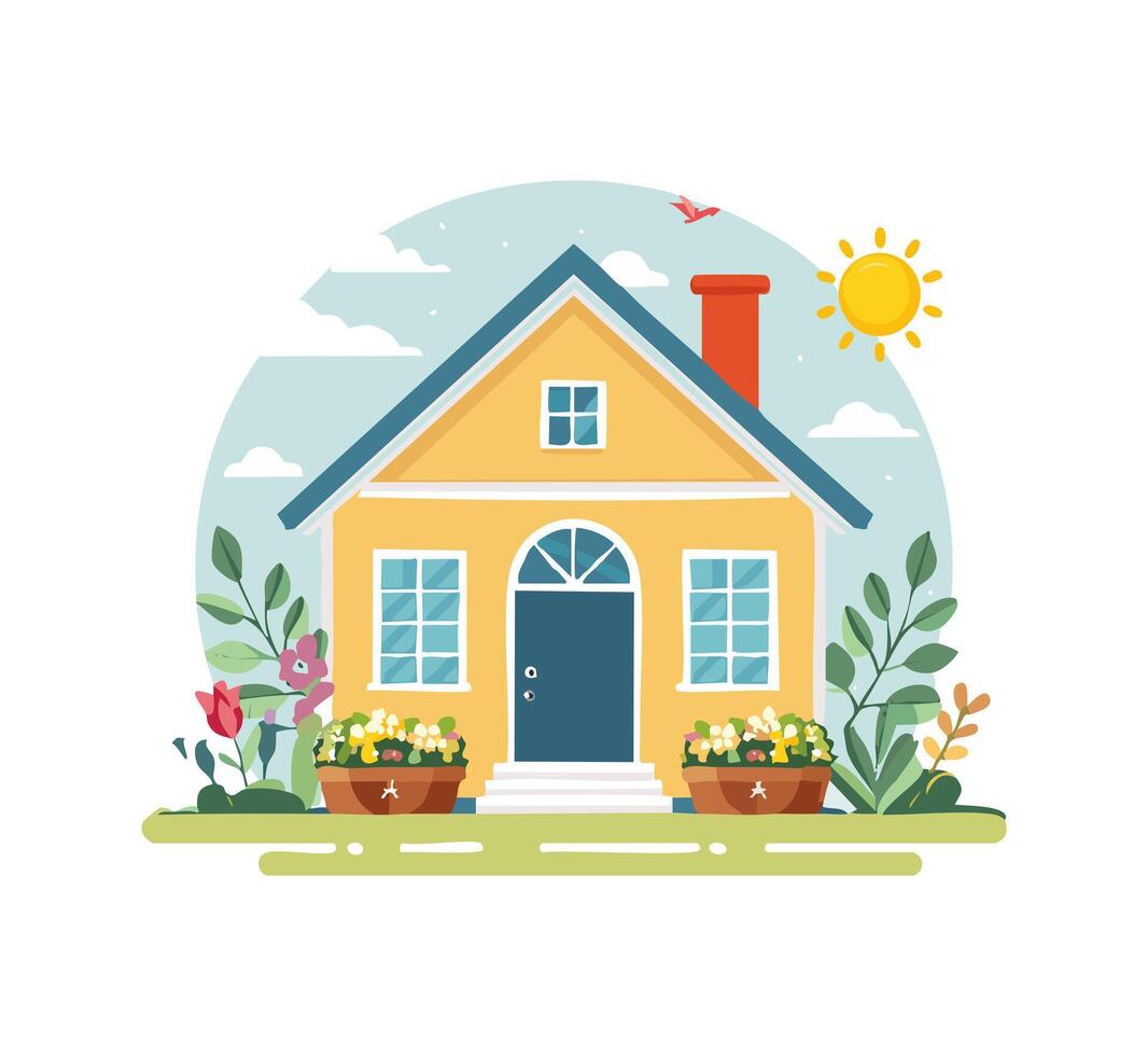 Springtime Garden Cottage vector