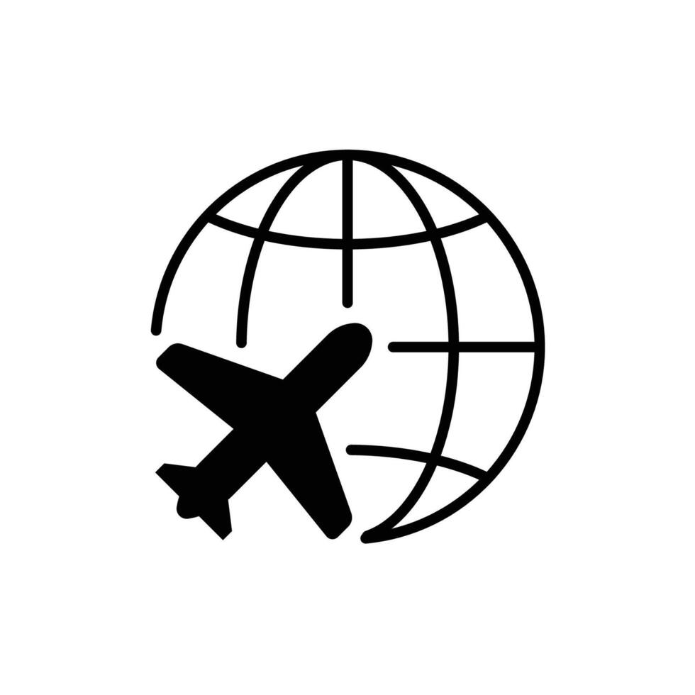 Globe and plane travel icon isolated vector